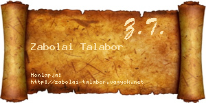 Zabolai Talabor névjegykártya